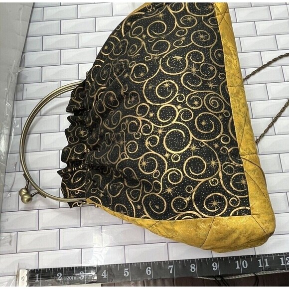 Handmade Celestial Handbag/Kiss Closure/Removable Strap Black/Gold Fairy Grunge - Picture 9 of 13
